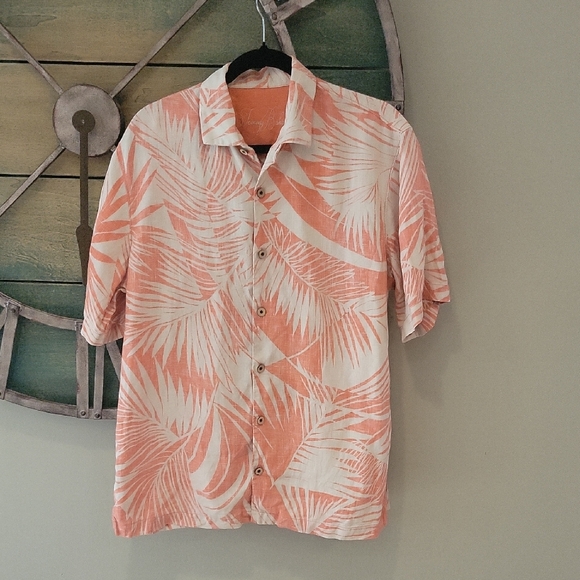 Tommy Bahama Other - Tommy Bahama Pink and White Casual Button Down Shirt with Tropical Print